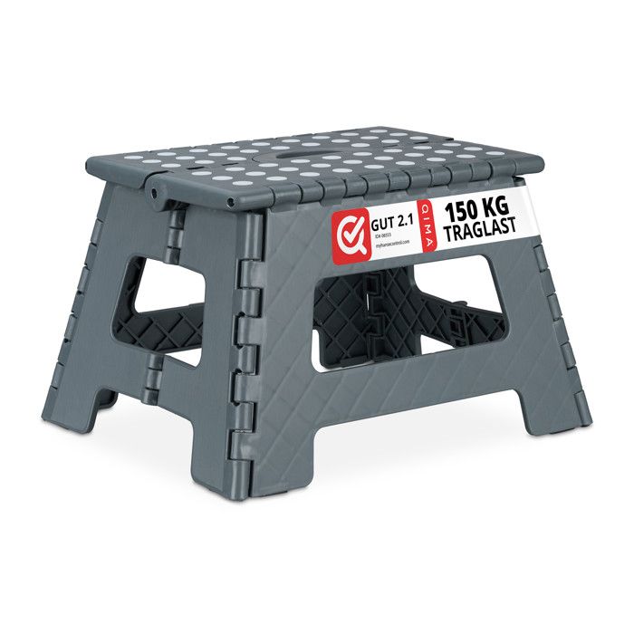 Tabouret pliant Relaxdays camping/bain enfant charge 150 kg plastique 22x35x28 cm gris