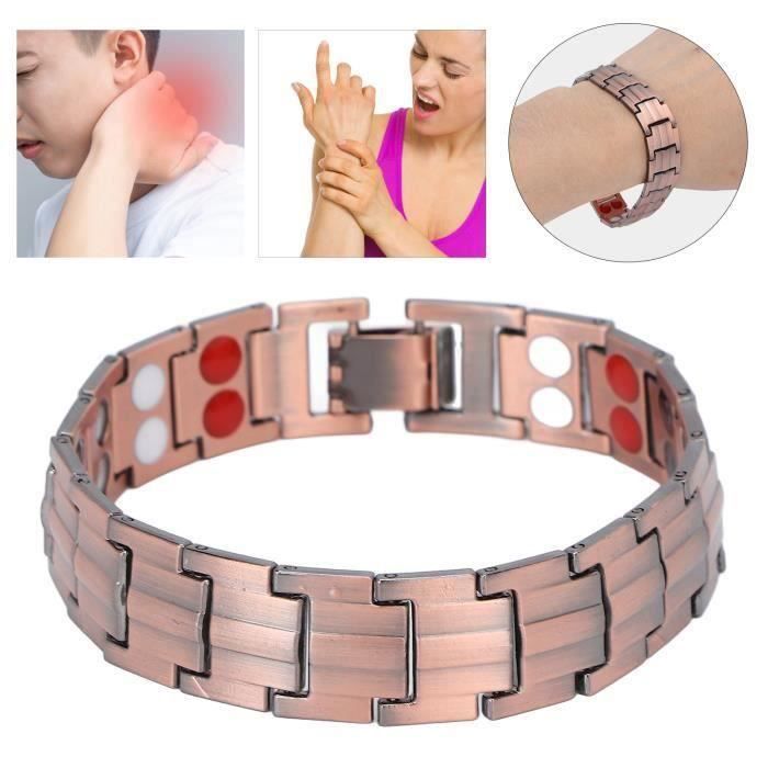 Bracelet Magnétique En Acier Inoxydable Unisexe - Design Holographique Or Et Argent - Fermoir De Sécurité - Style Tendance
