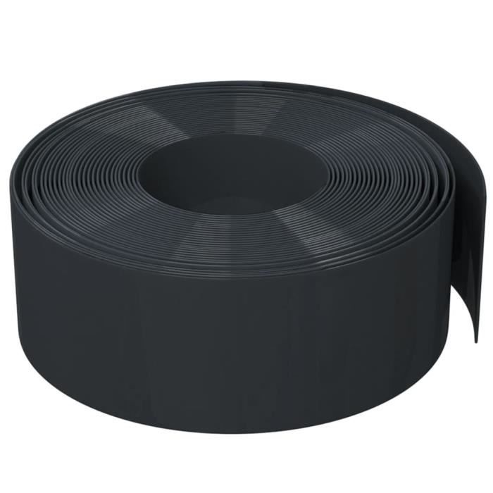 Bordure De Jardin Noire 10 M X 20 Cm - Polyéthylène Souple - Facile à Installer Sans Outils