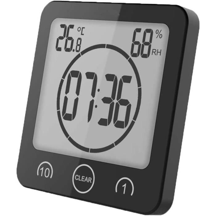 Horloge Salle De Bain étanche Avec écran LCD - Ventouse, Affichage Température Et Date, Pour Douche, Cuisine, Salon