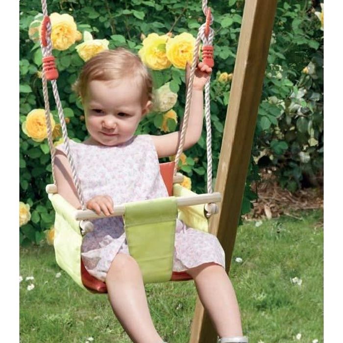 Balançoire siège bébé pour portique en bois et tissu SOULET - 35x30x23cm