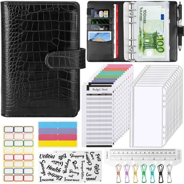 Classeur Budget A6 Liemuao – Avec Pochettes Zippées, Cartes Budget, Autocollants, Thème Forêt - 14