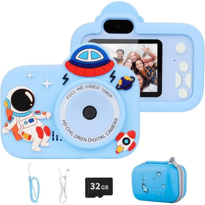 Appareil Photo Enfant 2.4" 1080P HD – Caméra Numérique Fun Avec Carte 32Go, Sac De Transport, Cadeau Idéal 3-12 Ans, Garçons Et Filles (Bleu)