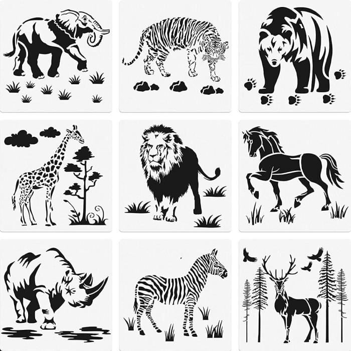Lot De 40 Pochoirs à Tatouages Paillettes Animaux - Cochon, Cheval, Etc., Neuf