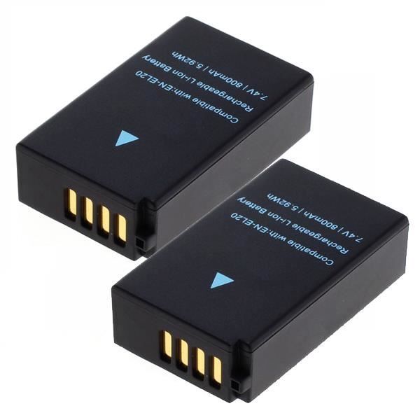 2 Batteries EN-EL20 + Chargeur Pour Nikon Coolpix P1000, P950, 1 J Series - 1300mAh