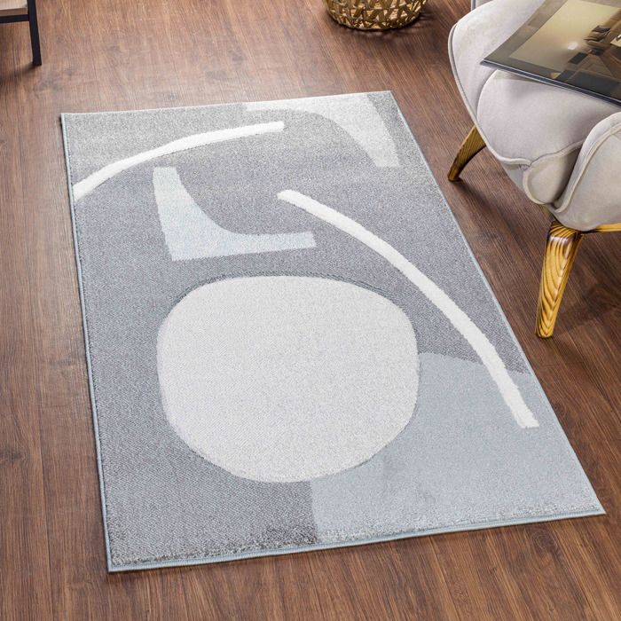 SURYA Tapis de Salon à Poils Courts Doux Scandinave Moderne VIVI 80x150cm Bleu/Gris