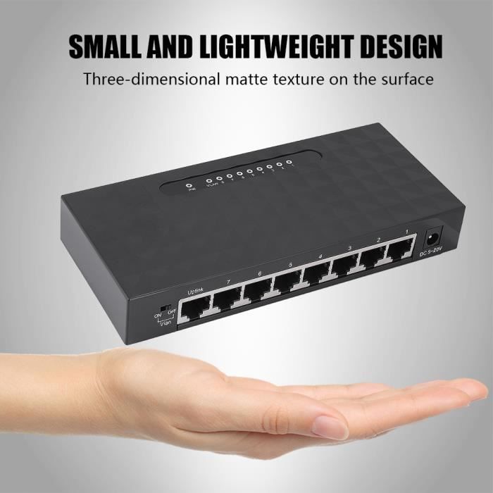 Tbest Switch Gigabit 8 ports RJ45 automatique 10/100/1000 Mbps