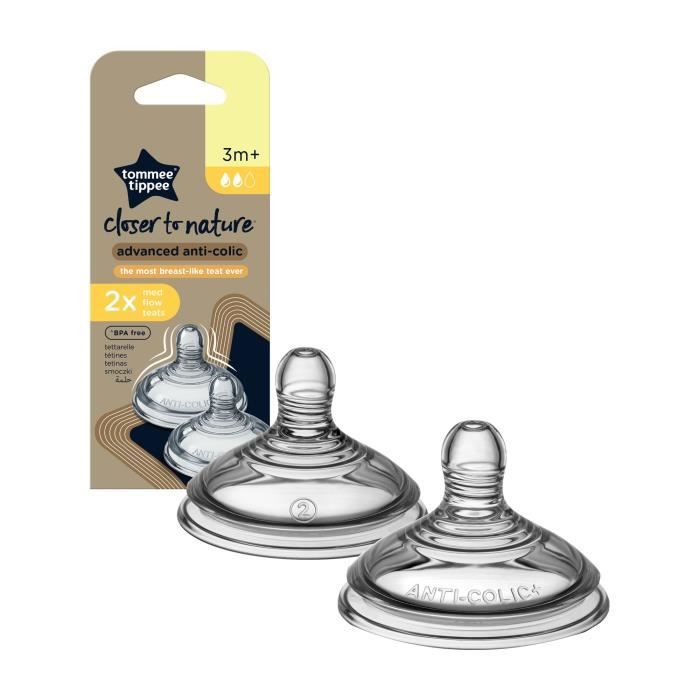TOMMEE TIPPEE Tétines à débit moyen, anti colique avancé lot de 2