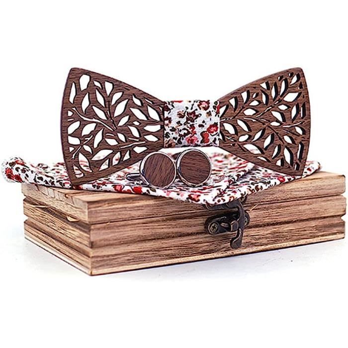 Uteruik Boutons De Manchette Ronds En Bois Naturel Pour Homme - Avec Boîte Cadeau