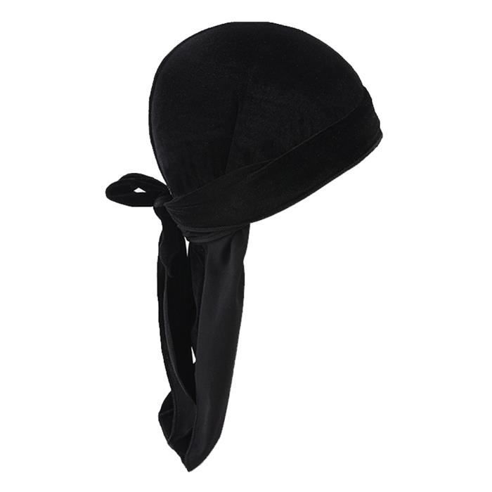 Treer Hommes Femmes Chapeau Durag en Soie Accessoires de Mode Bonnet Musulman Turban Headwraps Casquette avec Longue Queue Casquette de Vague Imprimé boho
