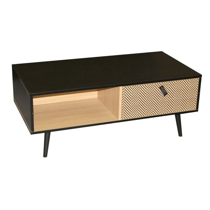 Urban Living - Table basse contemporaine effet bois Chelsea - L. 100 x H. 40 cm - Noir