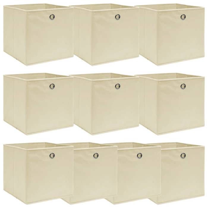vidaXL Boîtes de rangement pliables Lot de 10 Crème