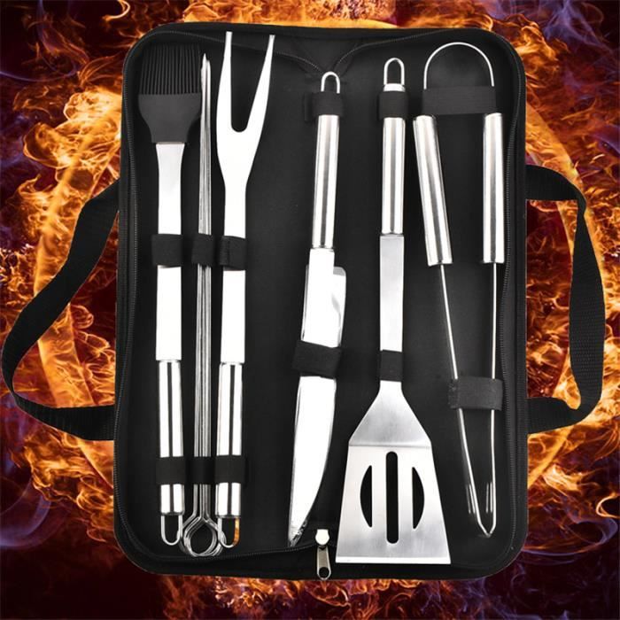 Jardin Barbecue Ensemble doutils - 9 Pcs en Acier Inoxydable