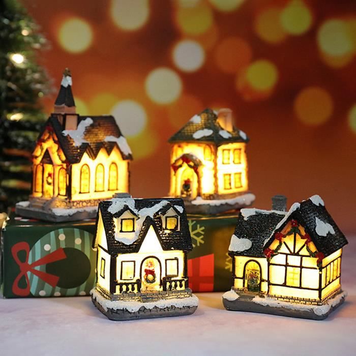Vvikizy Maison lumineuse de Noël en résine Maison lumineuse LED en — free download