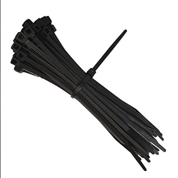 Collier de Serrage 200 mm x 2,5 mm, Attache Câble, Serre Câbles Nylon, Colliers Serre-Cable 200mm, le noir, Lot de 200 Pièces