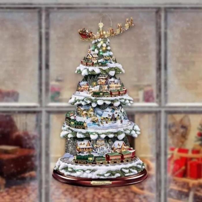 Joyeux Noël Vintag en Bois Arbre de Noel Porte Fenêtre Décorations Ornements String 
