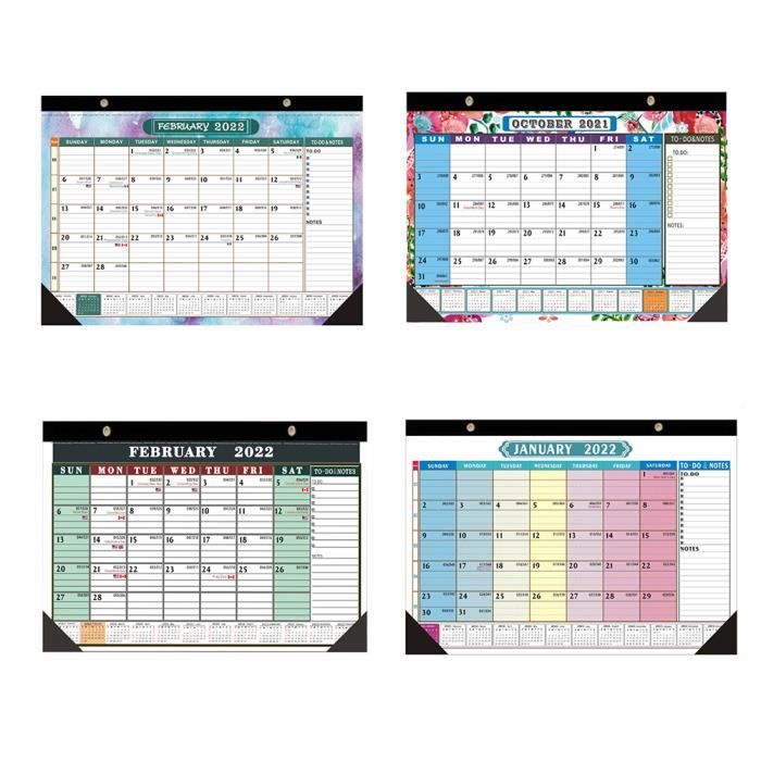 2 Mini Calendriers De Bureau 2026-2027 - 14x7.6 Cm - Avec Autocollants - Vert/Violet - Pour Bureau, Maison, École
