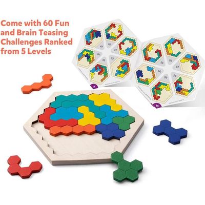 Puzzle Tangram Montessori - 120 Défis, 10 Pièces Colorées - Jeu De Logique Et Voyage, Casse-tête Créatif Pour Enfants 6+ Et Adultes
