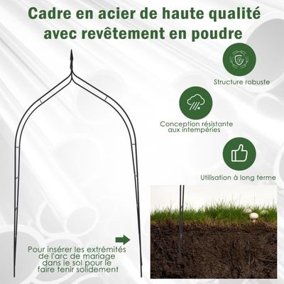 COSTWAY Arche De Jardin En Bois 160x60x229cm - Treillis Pour Plantes Grimpantes Et Décoration Mariage