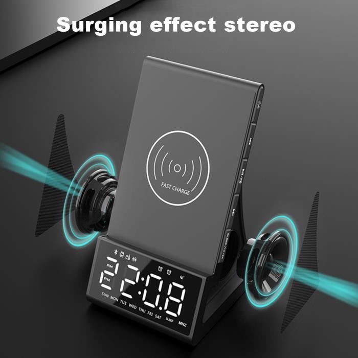 Radio Réveil Digital Fm Bluetooth Avec Charge Induction Clar007bk