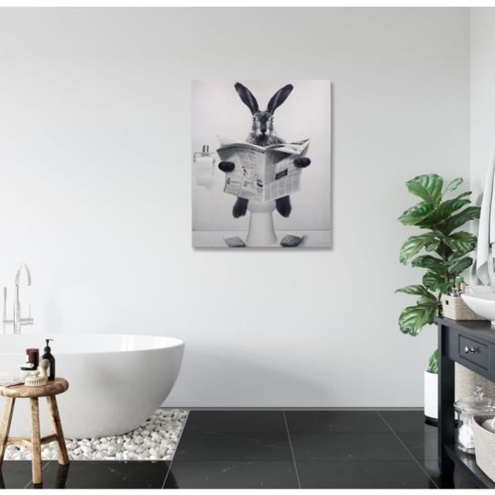 Lapin Poster Humoristique Pour WC,Toile Noir et Blanc Art Mural,Bunny  Toilette Affiche Drôle,Rabbit Toile Murale (40x50 cm) - Cdiscount Maison