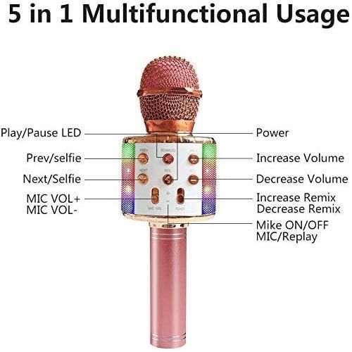 Microphone Karaoke Sans Fil, Micro Karaoké Bluetooth Portable avec LED  Lumière Disco pour Enfants-Adultes Chanter, Compatible [372] - Cdiscount  Jeux - Jouets