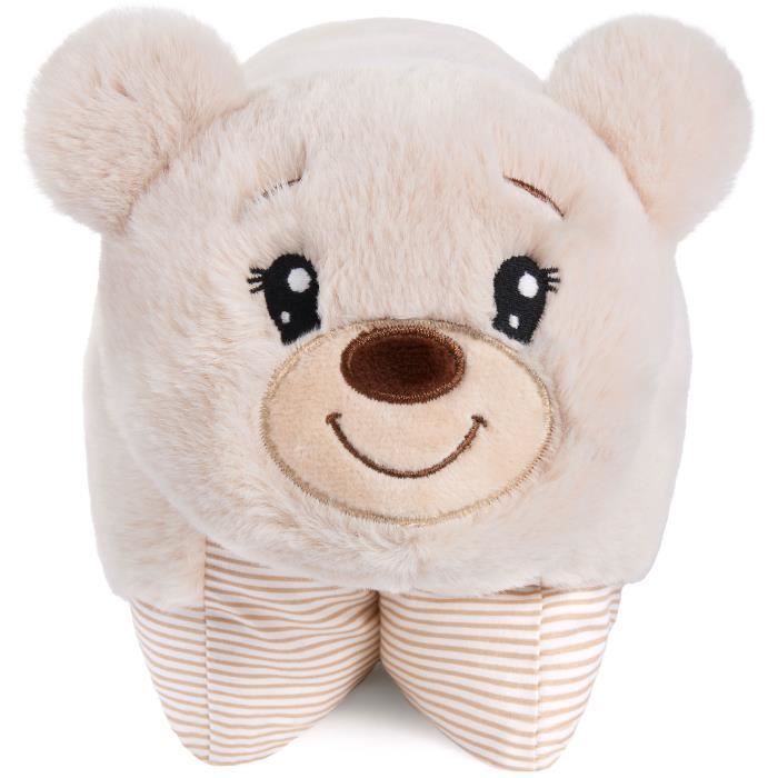 Brubaker Cuscino Peluche Coniglietto 2 In 1: 40x30 Cm, Morbido E Pieghevole Con Velcro, Grigio - 4