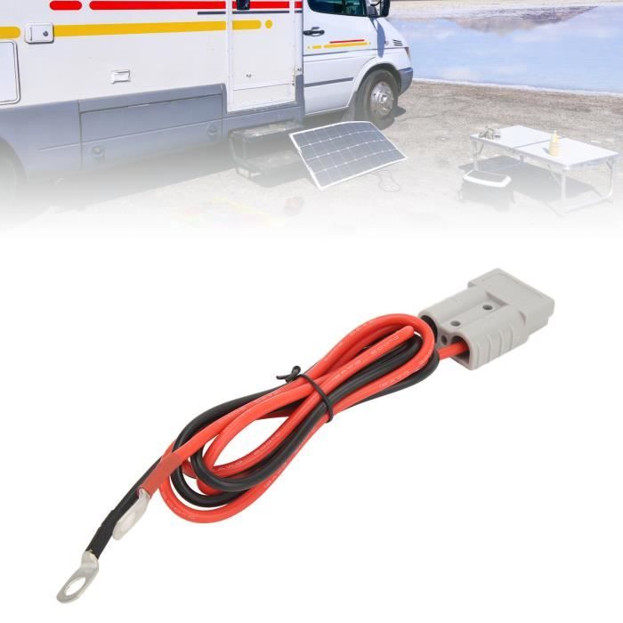 CGEAMDY Lot 2 Câbles Connexion Treuil 50A 600V – Connecteurs Batterie Silicone Souple Pour Remorque, Voiture, Moto, RV