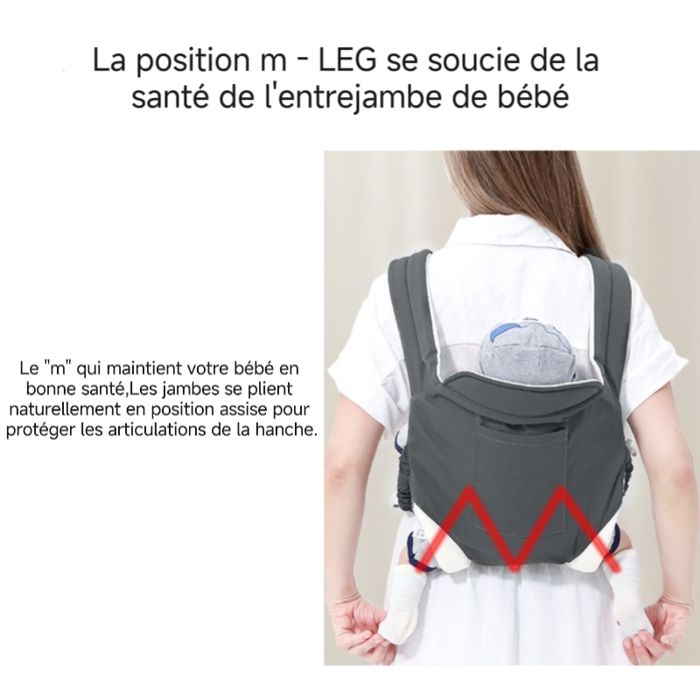 Porte-bébé Multifonctionnel Ysinobear - 0 à 36 Mois - Sangle Multifonction Réglable - Protège les Articulations de Bébé - Gris