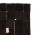 8979BOOST•)Tapis de Salon Chambre Mode|Pailsson|Tapis De Sol Antidérapant Cuir véritable Patchwork 160 x 230 cm Carré Noir-Blanc FRE-2