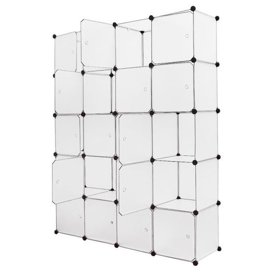 TactFire Armoire Penderie Modulable 10 Cubes Avec Portes Blanches 70x45x175cm - Rangement Vêtements