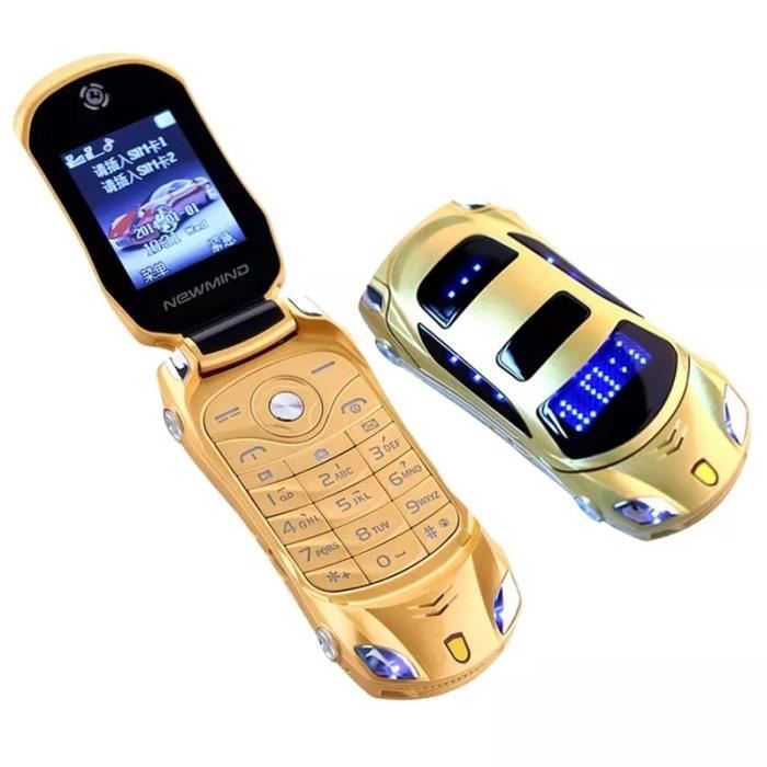 Téléphone portable à rabat en forme de voiture, petit téléphone portable,  liste noire, touristes, carte SIM