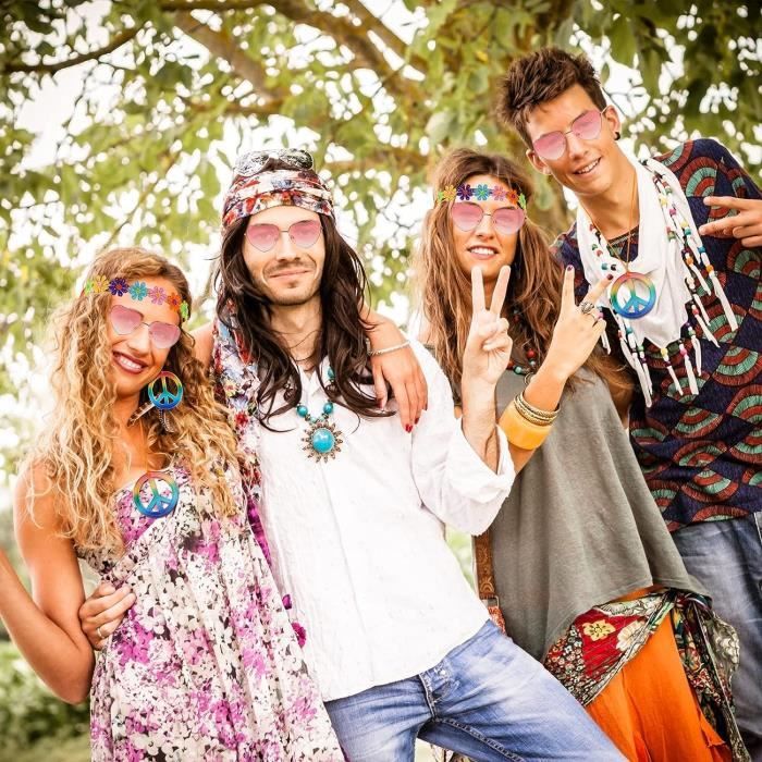 Ensemble De Costume Hippie, 5 pièces Années 60 70 Accessoire