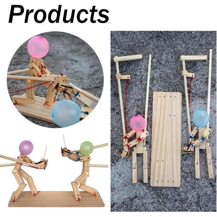 Jeu Fête Jeu De Marionnettes D'Escrime En Bois - Combat De Ballons | Fait Main | Pour Fête