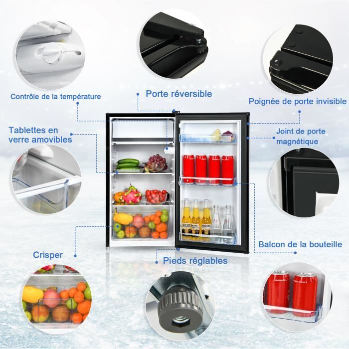 COSTWAY Mini Frigo Mini Réfrigérateur Silencieux 46L Table Top