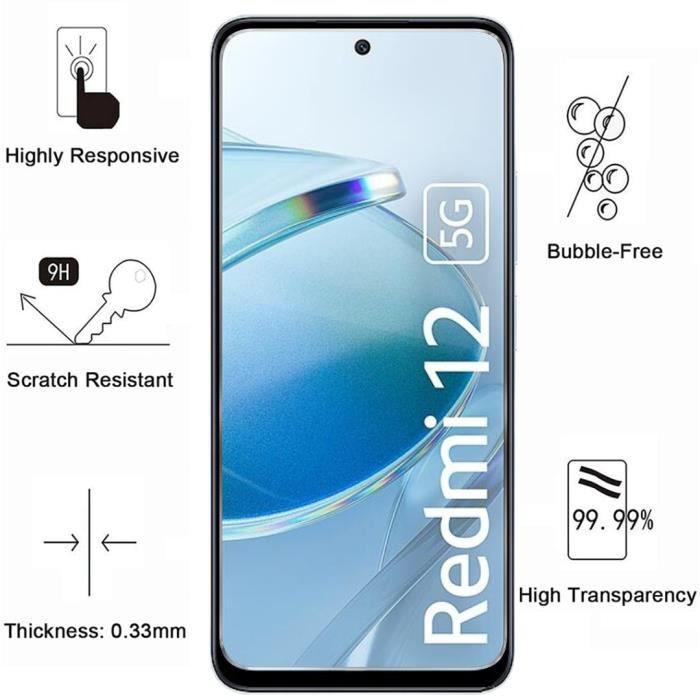 Verre Trempé pour Xiaomi Redmi 12 5G [Pack 2] Film Vitre Protection Ecran  Phonillico®