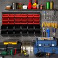 2x Étagère à outils avec boites de rangement 60 bac à bec Etagère murale modulable extensible garage-3