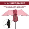 Parasol de jardin XXL - OUTSUNNY - Bordeaux - Acier - Polyester - Grande taille - Ouverture fermeture manivelle-3