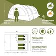 Tente Tunnel familiale -Skandika Kemi 4 - Tente de Camping 4 Personnes - 2 Cabines sombres - Colonne d'eau 3000 mm-3