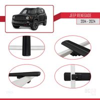 Barres De Toit Pour Jeep Renegade (BU) 2014-2024 - Modèle FLY, Aluminium Noir, Charge Max 75 Kg En Roulant