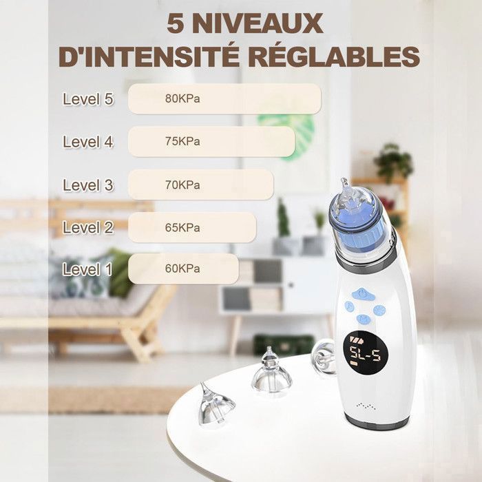 YADOBIG Aspirateur Nasal Bebe Électrique avec 5 Niveaux D'As