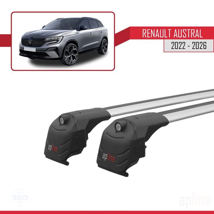 Compatible avec Renault Austral (RHN) 2022-2025 ACE-2 Barres de Toit Railing Porte-Bagages de Voiture Noir Aluminium 2 Barres - France