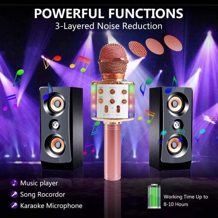 Microphone Karaoke Sans Fil, Micro Karaoké Bluetooth Portable avec LED  Lumière Disco pour Enfants-Adultes Chanter, Compatible [372] - Cdiscount  Jeux - Jouets