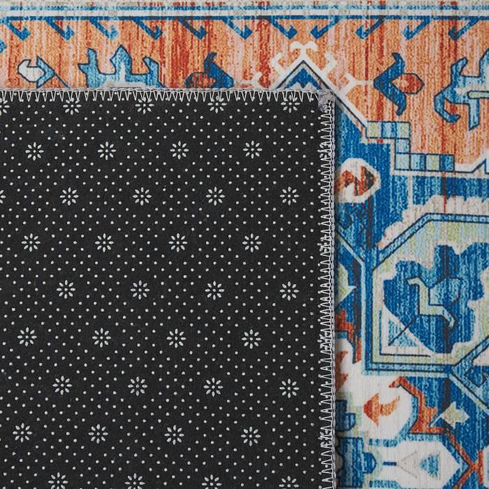Tapis d'entrée vintage 50x80 cm en polyester orange et bleu