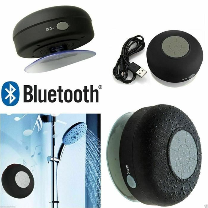 Mini enceinte Bluetooth salle de bain kit main-libre ventouse waterproof  noir - Cdiscount TV Son Photo