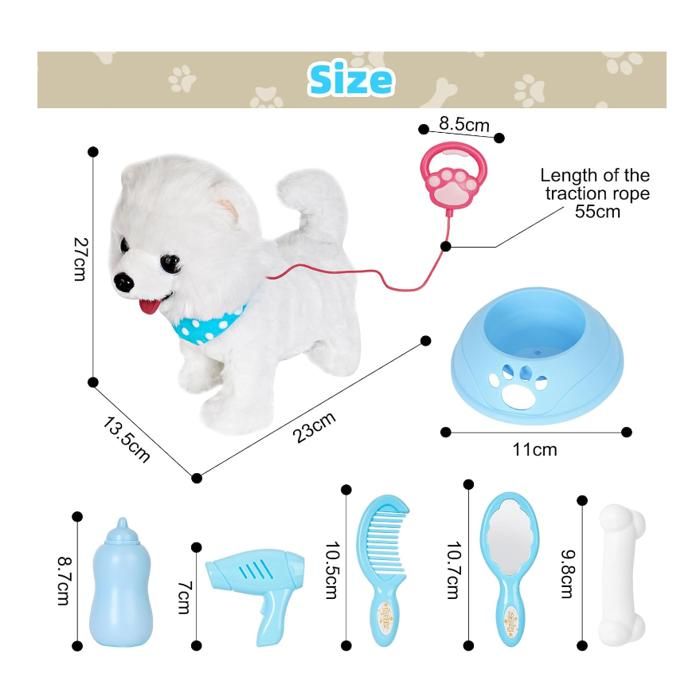 Peluche Interactive Dog Robot avec laisse et clochette - Jouet Peluche Interactive Dog Robot avec laisse et clochette - Jouet