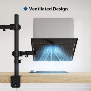 Suptek Bras De Moniteur Avec Plateau Ordinateur Portable - Support Écran PC VESA Réglable 13-27" + Portable Jusqu'à 17" - MD6432TP004