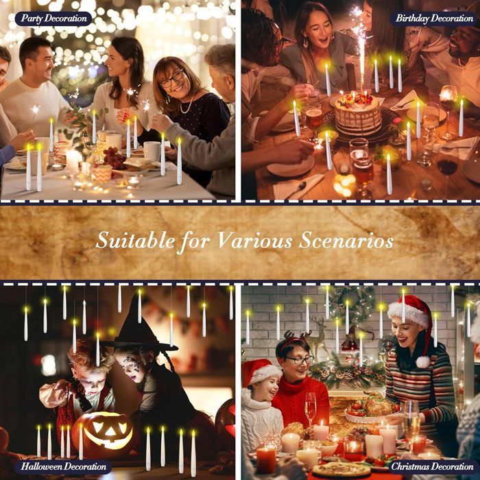 10Pcs Bougies Flottantes, Bougie LED Sans Flamme Avec Télécommande Baguette Magique, Bougie à Piles Pour Fête De église En Famille Chambre Décoration