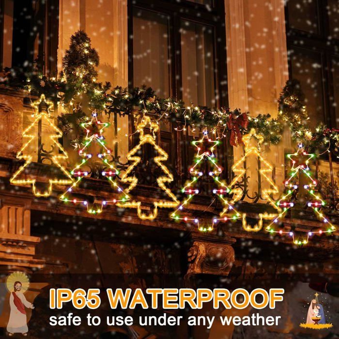 Geemoo 3 Meters Noel Guirlande Lumineuse Electrique, 338 LED Échelle Avec Le Père Noël, 8 Modes, Fonction Mémoire Minuteur, Étanche, Pour Decoration Noel Exterieur Et Interieur (Multicolore