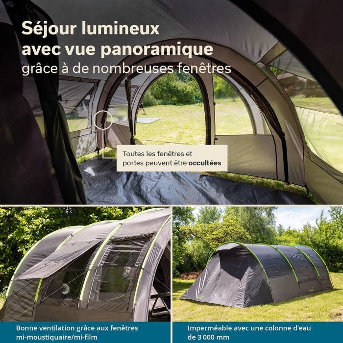 Tente Dôme Skandika Berne 4 Places – 2 Cabines, Panorama Lucarne, Neuve Sous Emballage